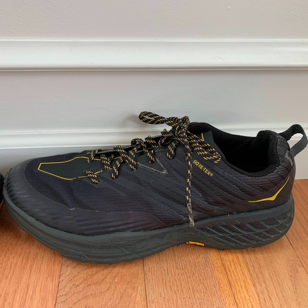 Hoka One One Mens 12 Anthracite Black Speedgoat 4 GTX Gore-Tex Trail Vibram - Picture 7 of 11